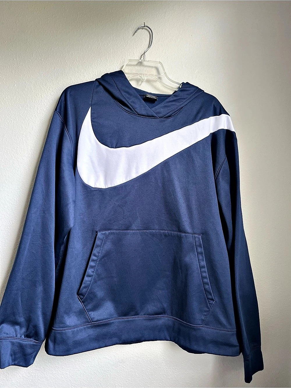 Nike Dri-FIT Big Swoosh Pullover Hoodie Blue & White XL